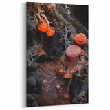 Insect Macro Photography Art - Coral and Pink Mushroom Wall Decor