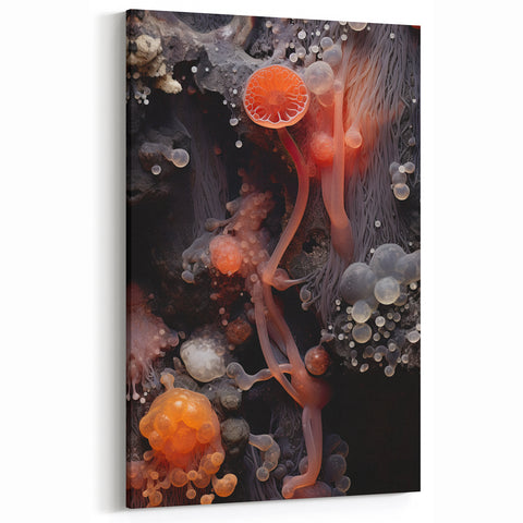 Macro Nature Photography Print - Orange and Coral Mushroom Art