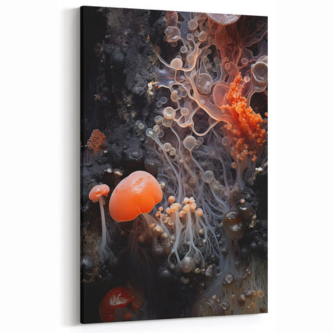 Macro Nature Photography Art - Orange Jellyfish-Like Mushroom Print