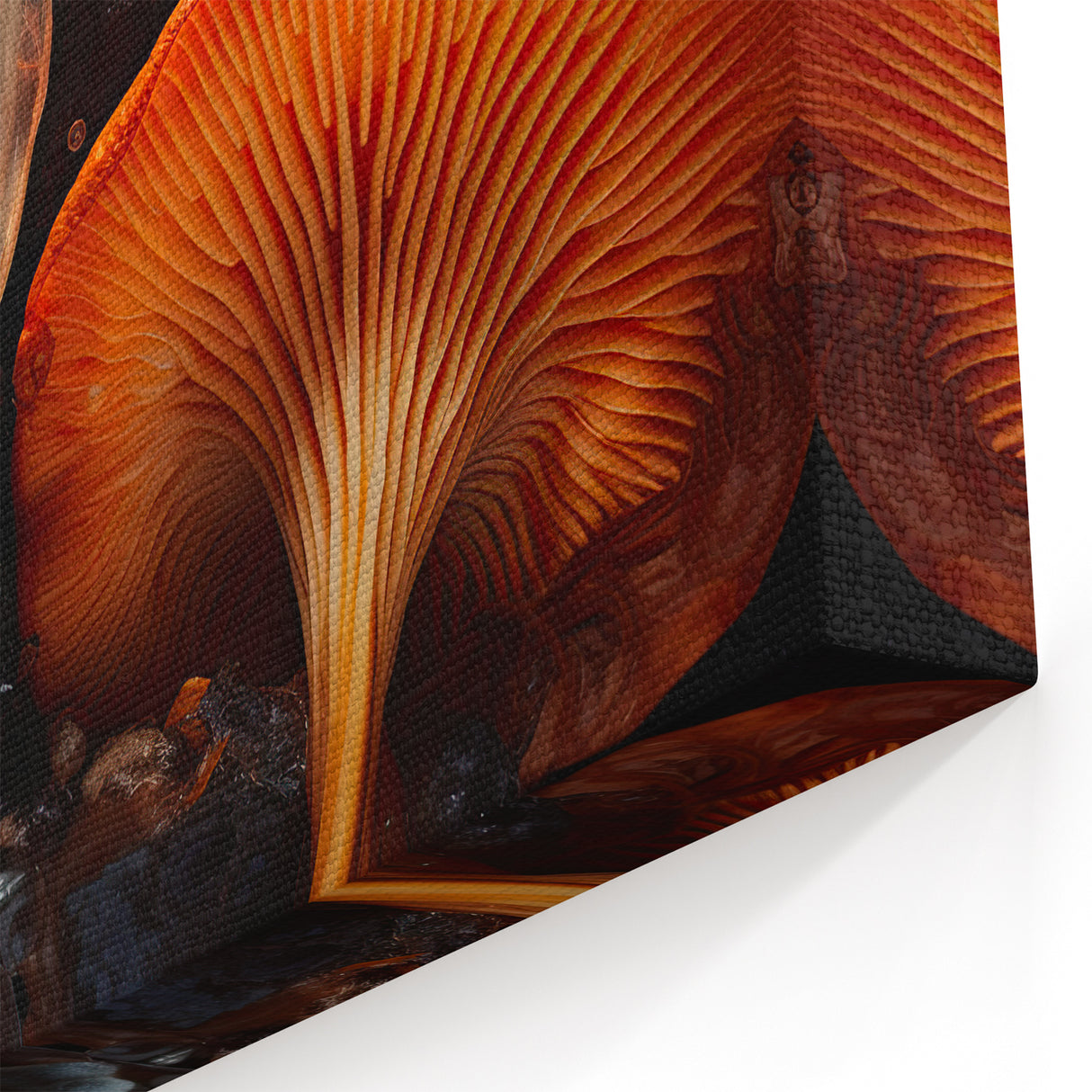 Wildlife Closeup Art Prints - Fiery Orange Mushroom Macro Photography