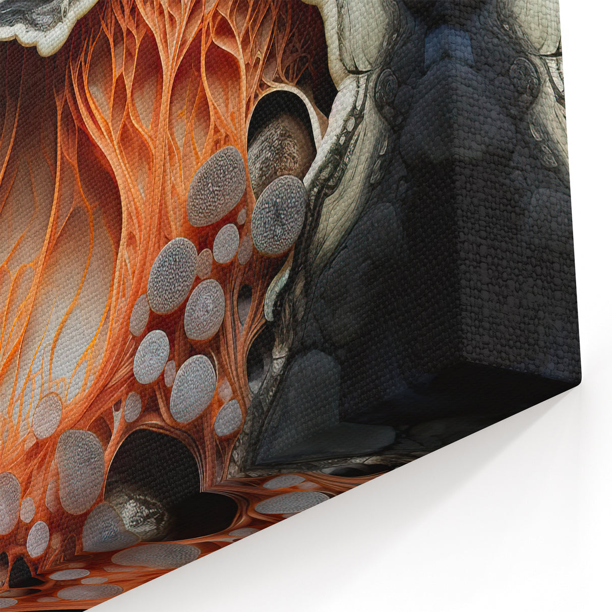 Abstract Macro Nature Art - Fiery Orange Root-Like Textured Print