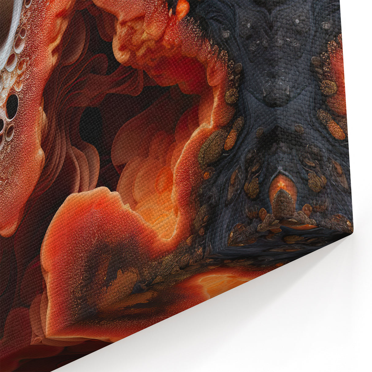 Abstract Nature Wall Art - Glowing Orange and White Macro Texture Print