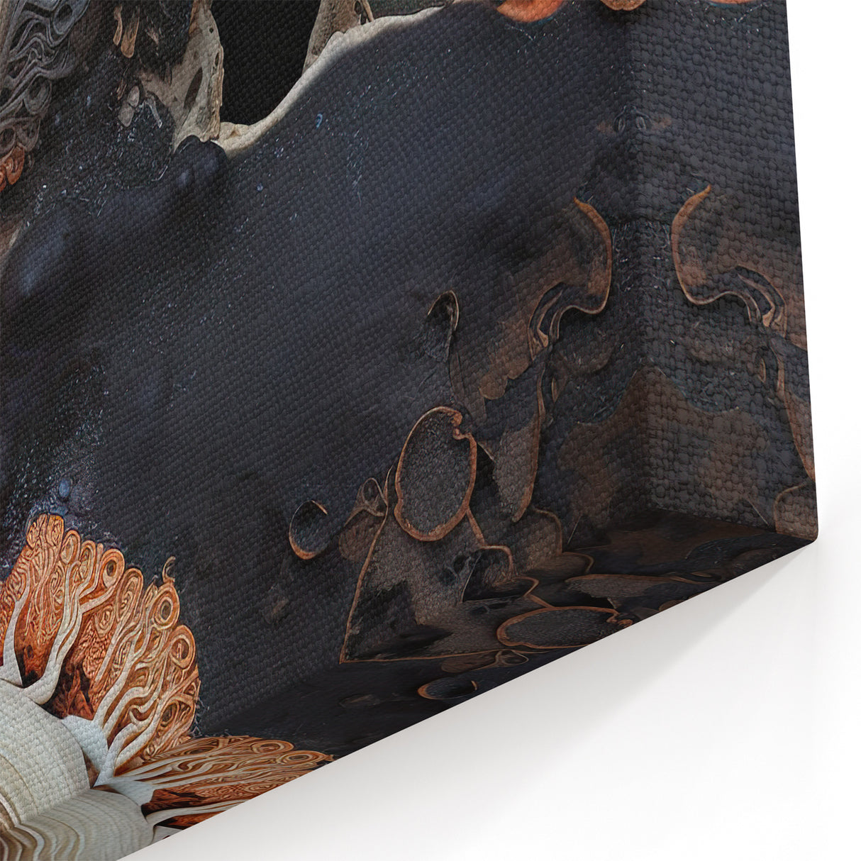 Abstract Nature Wall Art - Wavy Orange and Beige Macro Texture Print