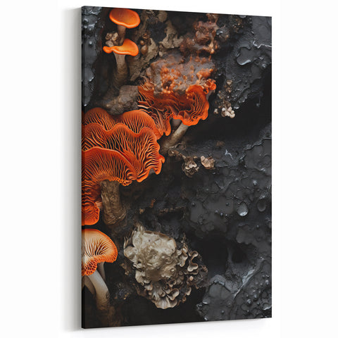 Vibrant Macro Wall Art - Fiery Orange Gilled Mushroom Closeup Print