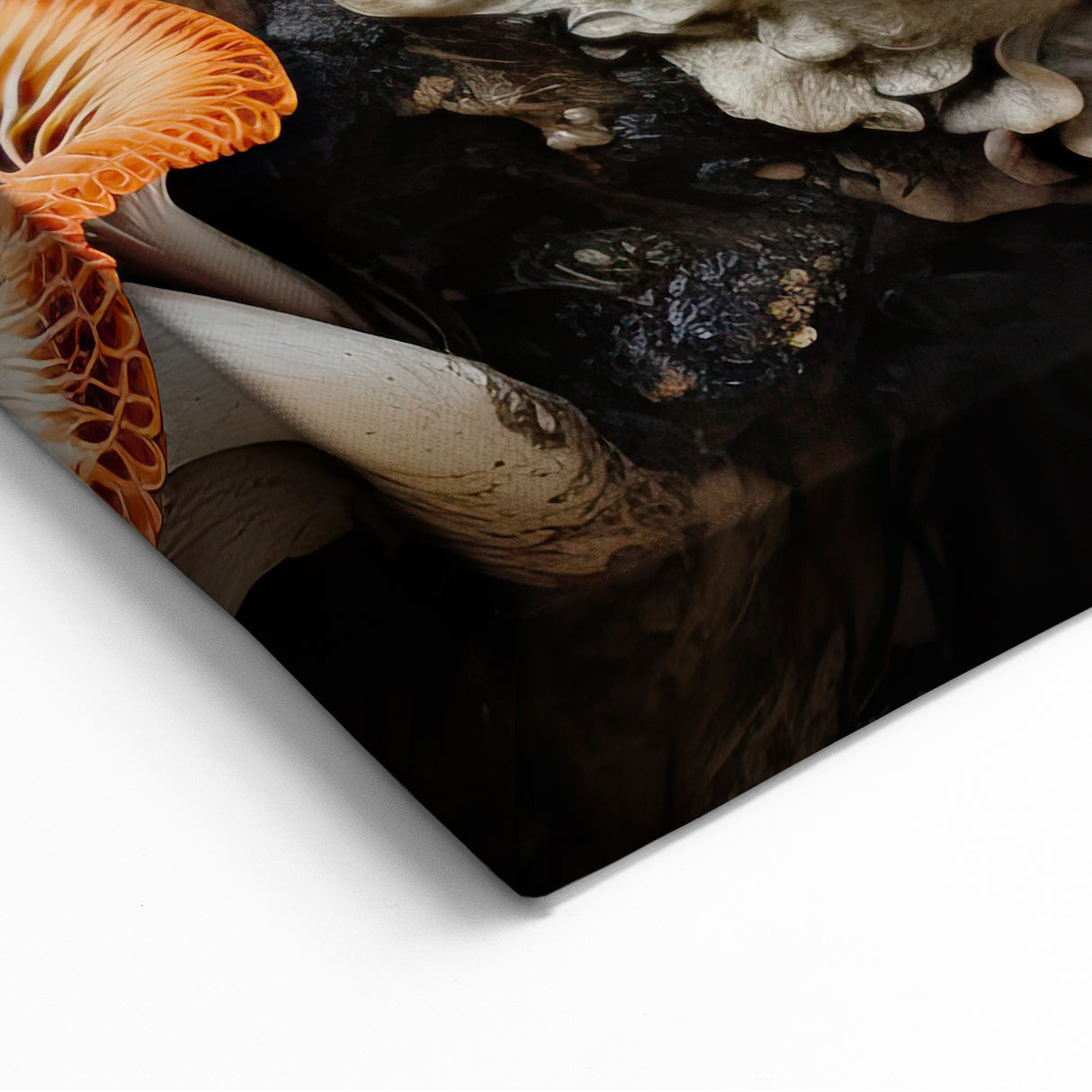 Vibrant Macro Wall Art - Fiery Orange Gilled Mushroom Closeup Print