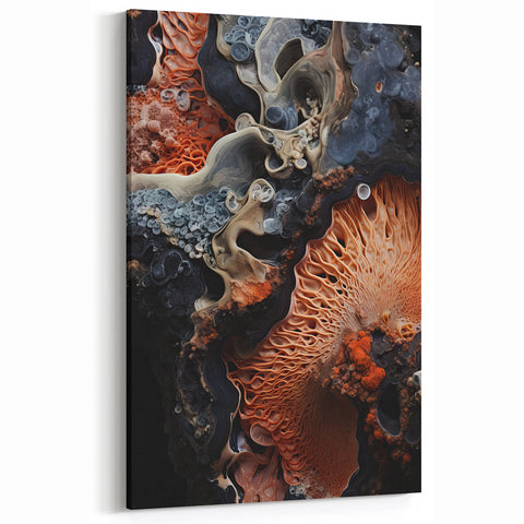 Abstract Nature Wall Art - Peach and Beige Gilled Macro Texture Print