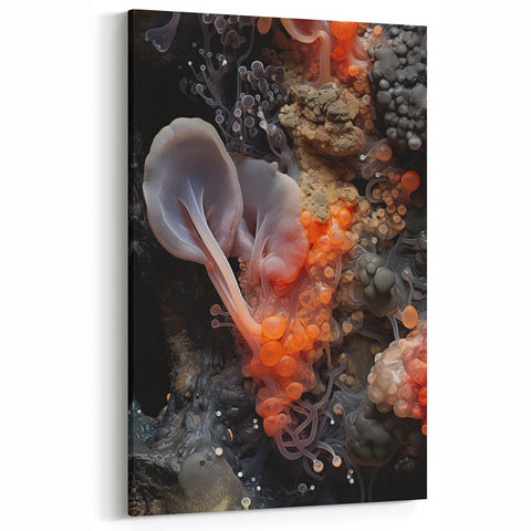 Abstract Macro Wall Art - Translucent Gray and Orange Nature Closeup