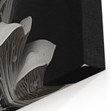 Elegant Monochrome Mushroom Art – Grayscale Nature Macro Wall Decor