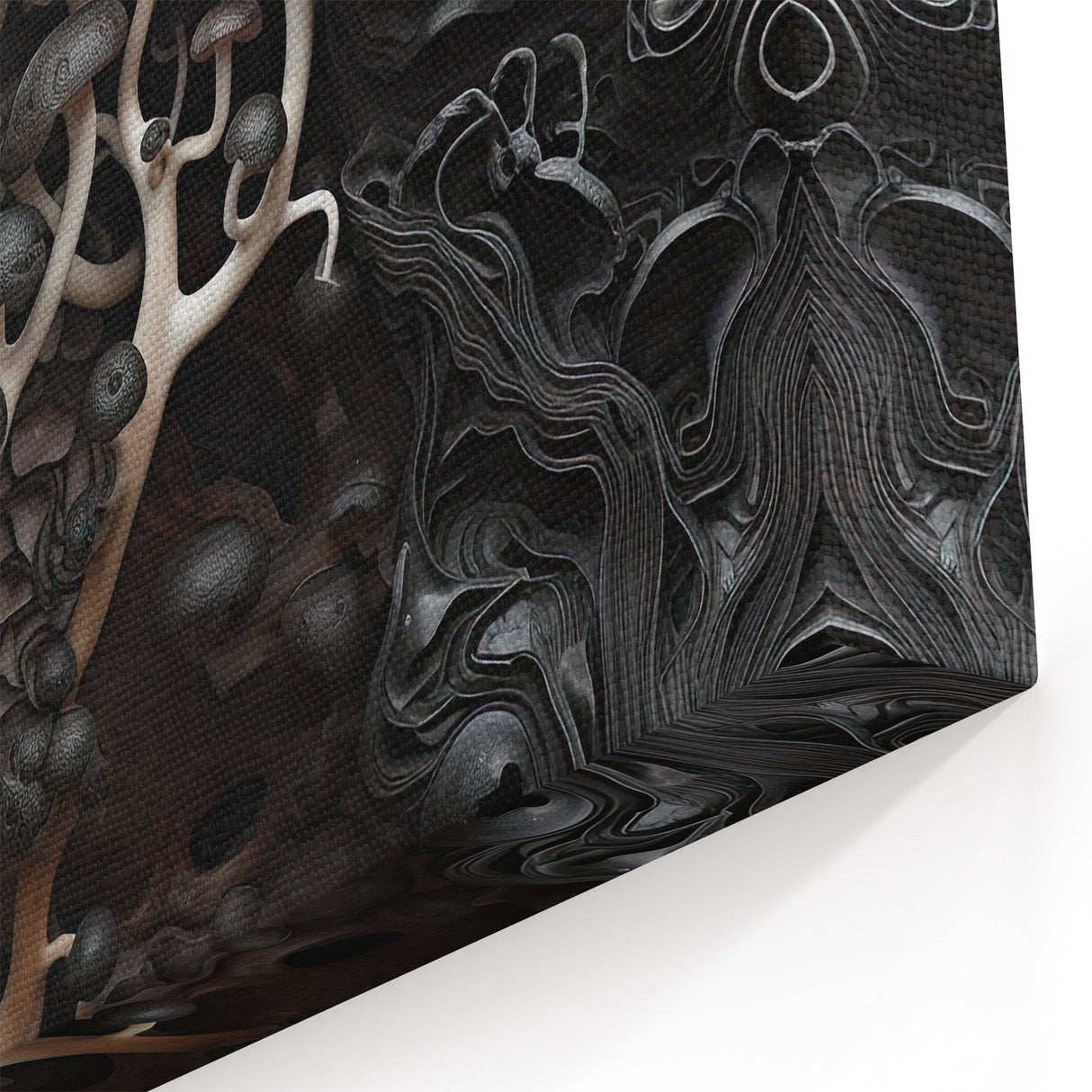 Moody Mushroom Macro Art – Dark Textured Nature Wall Decor Print