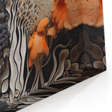 Vibrant Mushroom Macro Art – Cream and Orange Textured Wall Decor Print