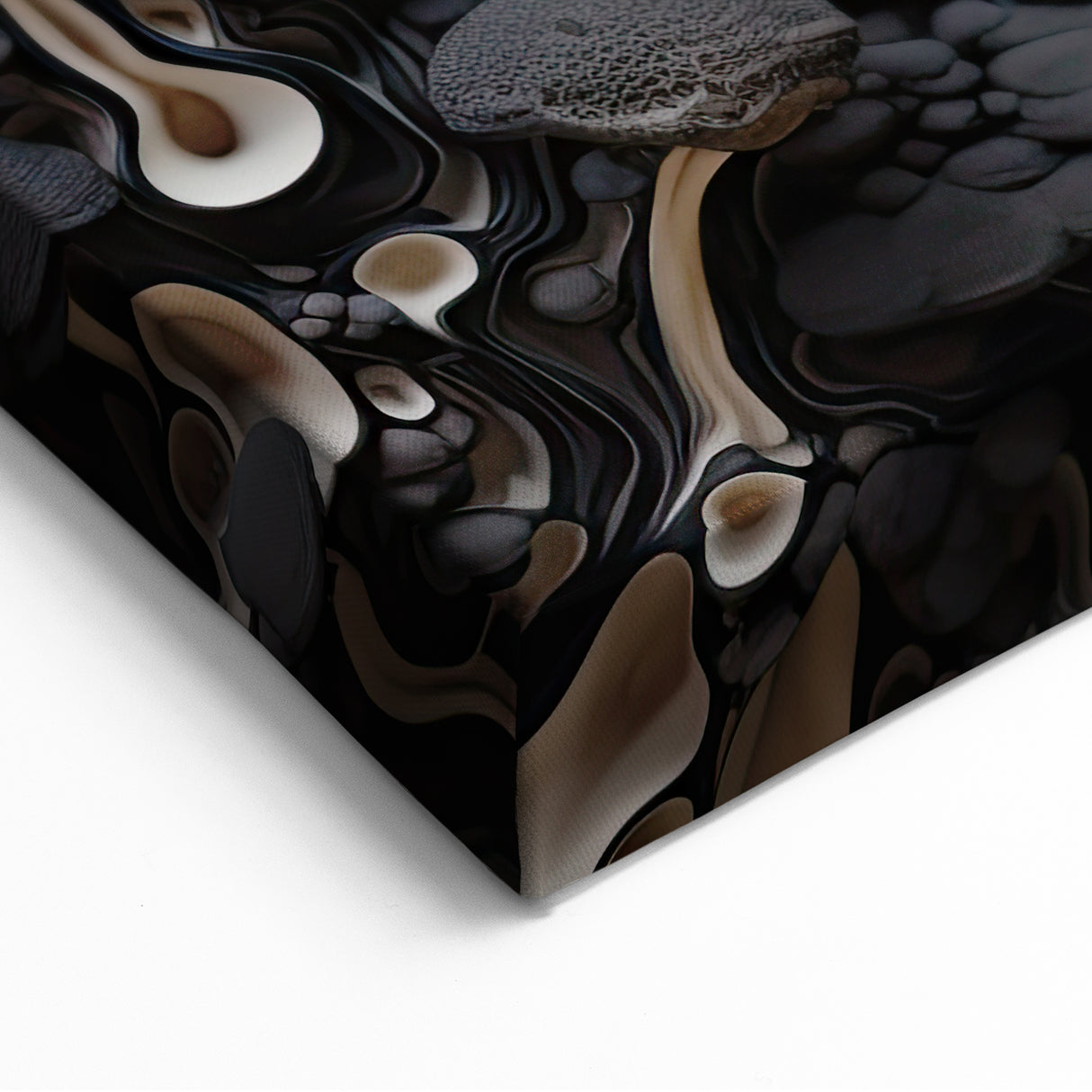 Vibrant Mushroom Macro Art – Cream and Orange Textured Wall Decor Print