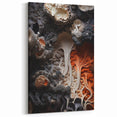 Dynamic Fungi Macro Art – Cream, Gray, and Fiery Orange Nature Wall Decor