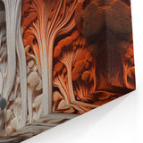 Dynamic Fungi Macro Art – Cream, Gray, and Fiery Orange Nature Wall Decor