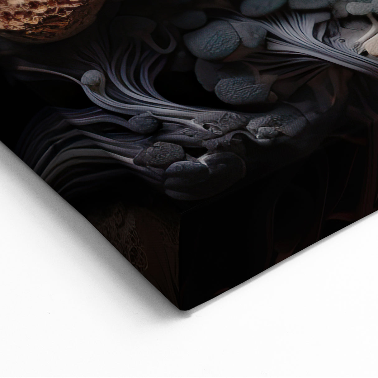 Dynamic Fungi Macro Art – Cream, Gray, and Fiery Orange Nature Wall Decor