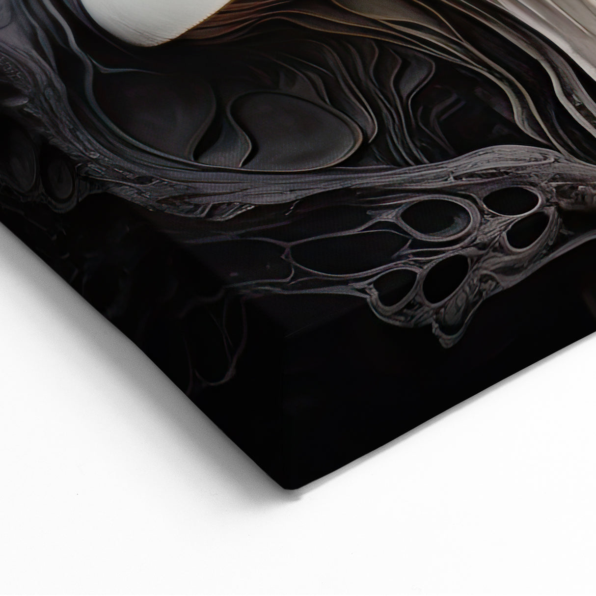 Elegant Mushroom Cluster Macro Art – Cream and Black Nature Wall Decor