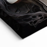 Elegant Mushroom Cluster Macro Art – Cream and Black Nature Wall Decor