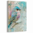 Blue and Pink Bird Wildlife Painting - Animal Canvas Wall Art for Home