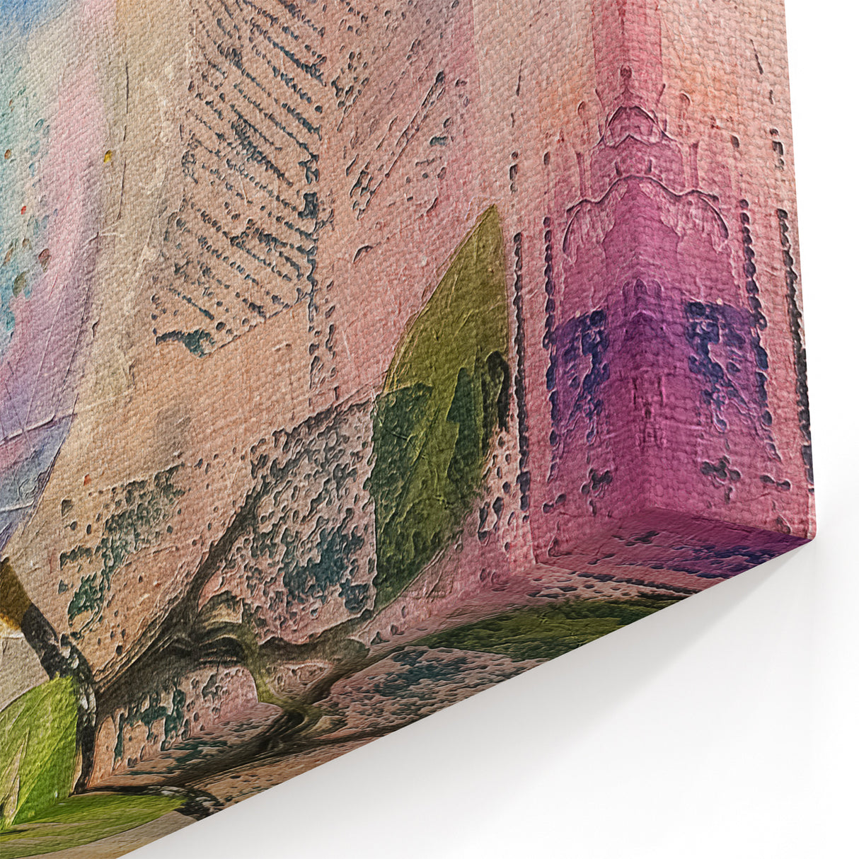 Bluebird with Leaves Wildlife Painting - Animal Canvas Wall Art for Home