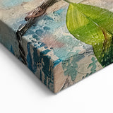 Bluebird with Leaves Wildlife Painting - Animal Canvas Wall Art for Home