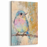 Pastel Multicolor Bird Wildlife Painting - Animal Canvas Wall Art for Home