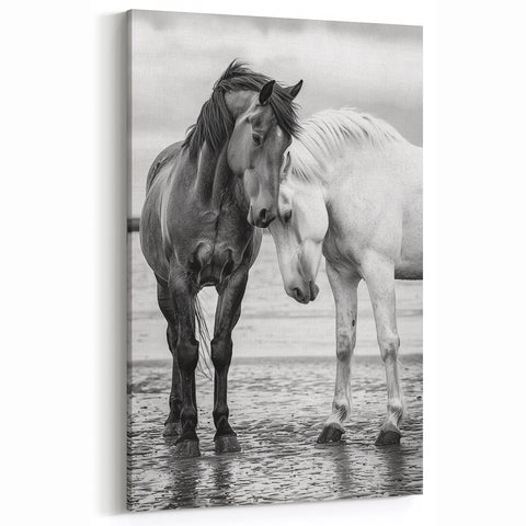 Graceful Horses in Black and White - Wildlife Photography Wall Art