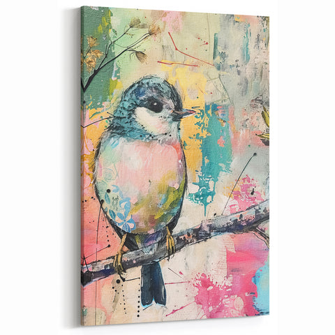 Vibrant Splatter Bird Wildlife Painting - Animal Canvas Wall Art for Home