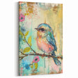 Colorful Bird with Floral Accents - Wildlife Canvas Wall Art for Home