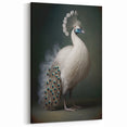 Elegant White Peacock Wildlife Painting - Animal Canvas Wall Art for Home