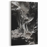 Monochrome Mushroom Macro Wall Art – Nature's Subtle Elegance
