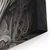 Intricate Mushroom Macro Wall Art – Organic Textures in Monochrome