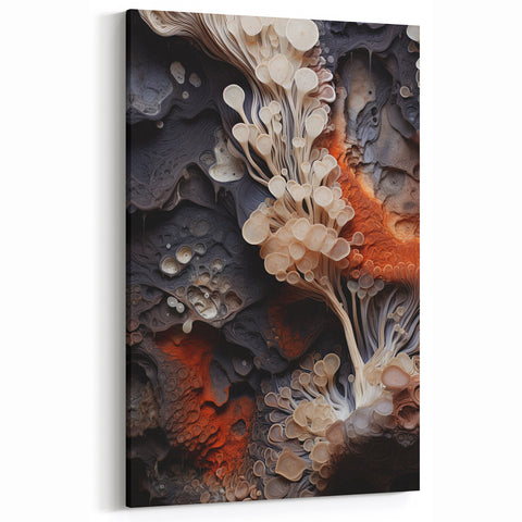 Dynamic Fungi Macro Wall Art – Earthy Textures and Vibrant Hues