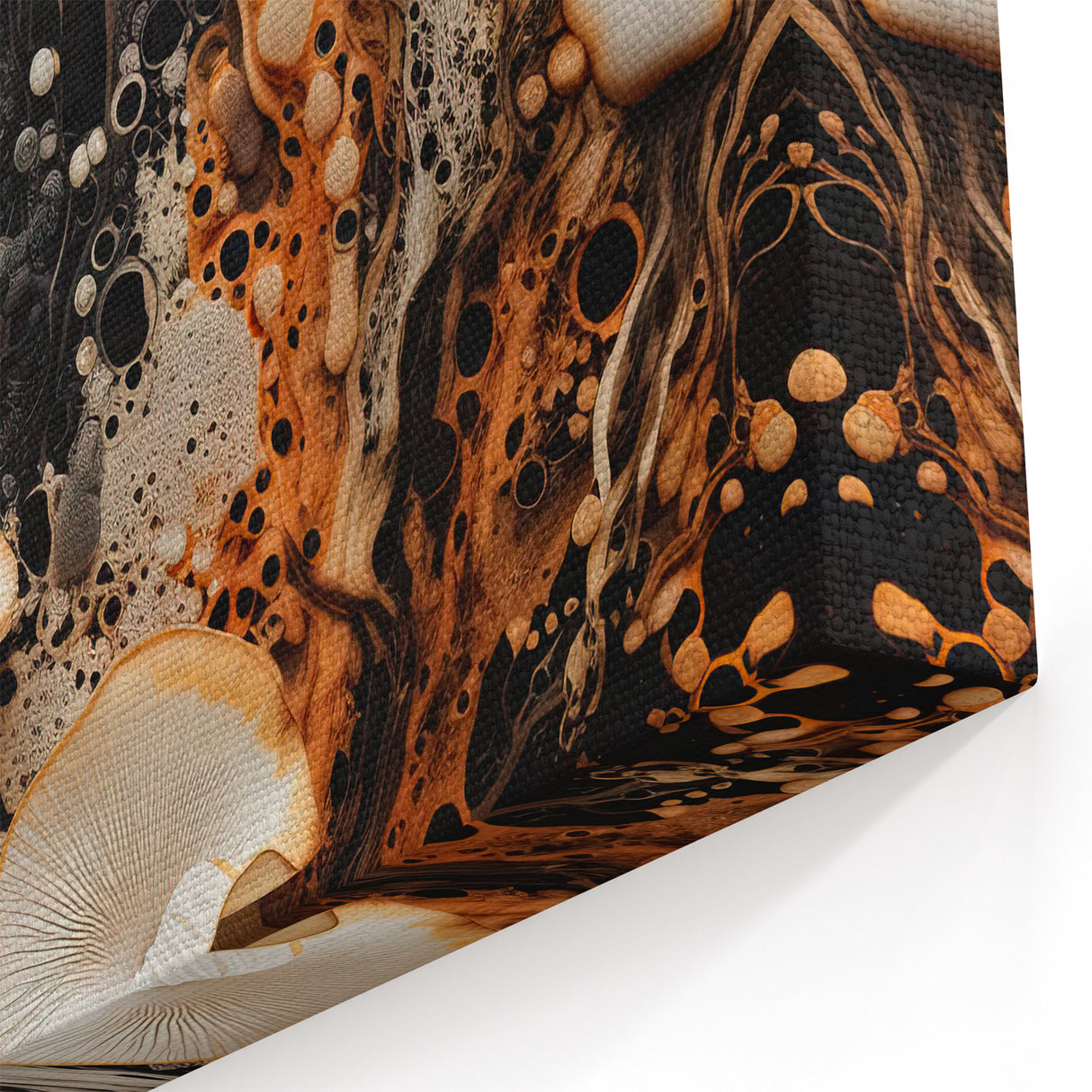 Flowing Mushroom Macro Wall Art – Organic Elegance in Vibrant Hues