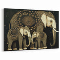 Golden Elephant Family - Wildlife Art Prints for Elegant Home Decor