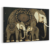 Golden Elephant Family - Wildlife Art Prints for Elegant Home Decor