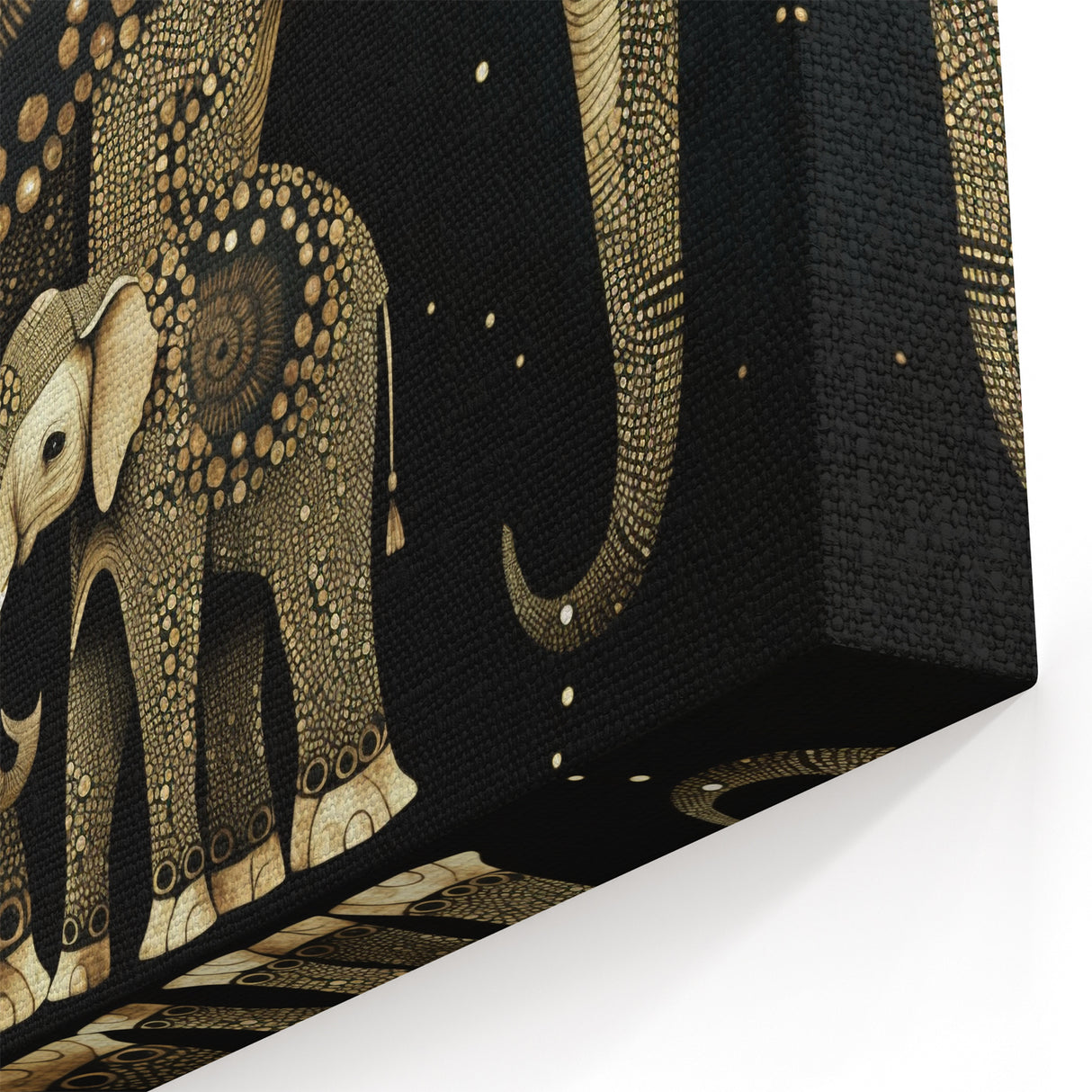 Golden Elephant Family - Wildlife Art Prints for Elegant Home Decor