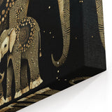 Golden Elephant Family - Wildlife Art Prints for Elegant Home Decor