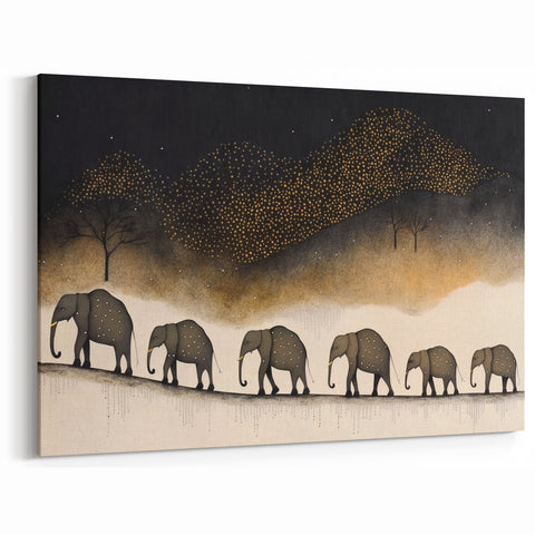 Mystical Elephant Procession - Wildlife Art Prints for Home Decor