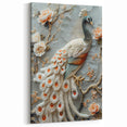 Elegant Peacock with Florals - Wildlife Painting Wall Art for Decor