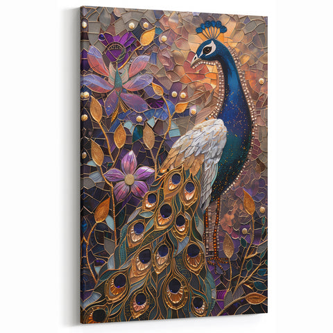 Luxurious Peacock Mosaic - Wildlife Art Prints for Elegant Home Decor