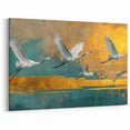 Cranes in Flight - Wildlife Painting Wall Art for Serene Home Decor
