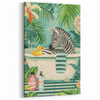 Tropical Zebra Bathroom Wall Art - Vibrant and Playful Bathroom Decor