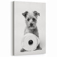 Bathroom Wall Art - Adorable Dog with Toilet Paper Roll