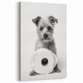 Bathroom Wall Art - Adorable Dog with Toilet Paper Roll
