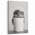 Bathroom Canvas Art - Cute Owl with Toilet Paper Roll