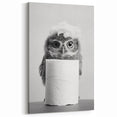 Bathroom Canvas Art - Cute Owl with Toilet Paper Roll