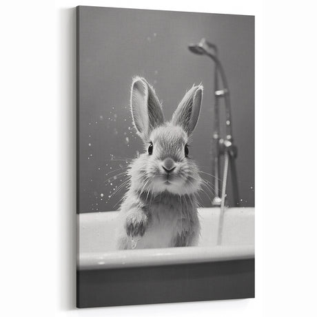 Bathroom Framed Art - Charming Bunny in Bathtub