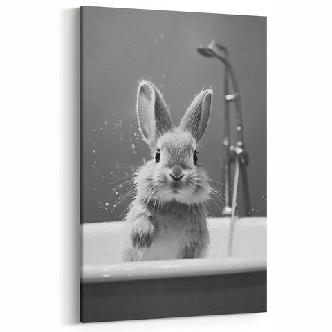 Bathroom Framed Art - Charming Bunny in Bathtub