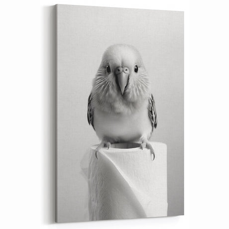 Bathroom Wall Art - Charming Bird with Toilet Paper
