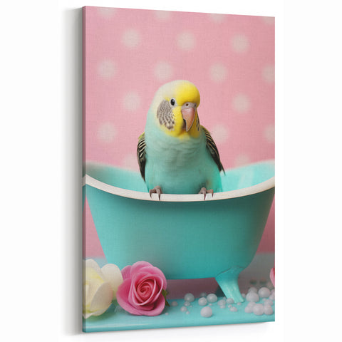 Bathroom Wall Decor - Cheerful Bird in Mini Tub