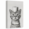 Bathroom Wall Art - Cat with Toilet Paper Hat
